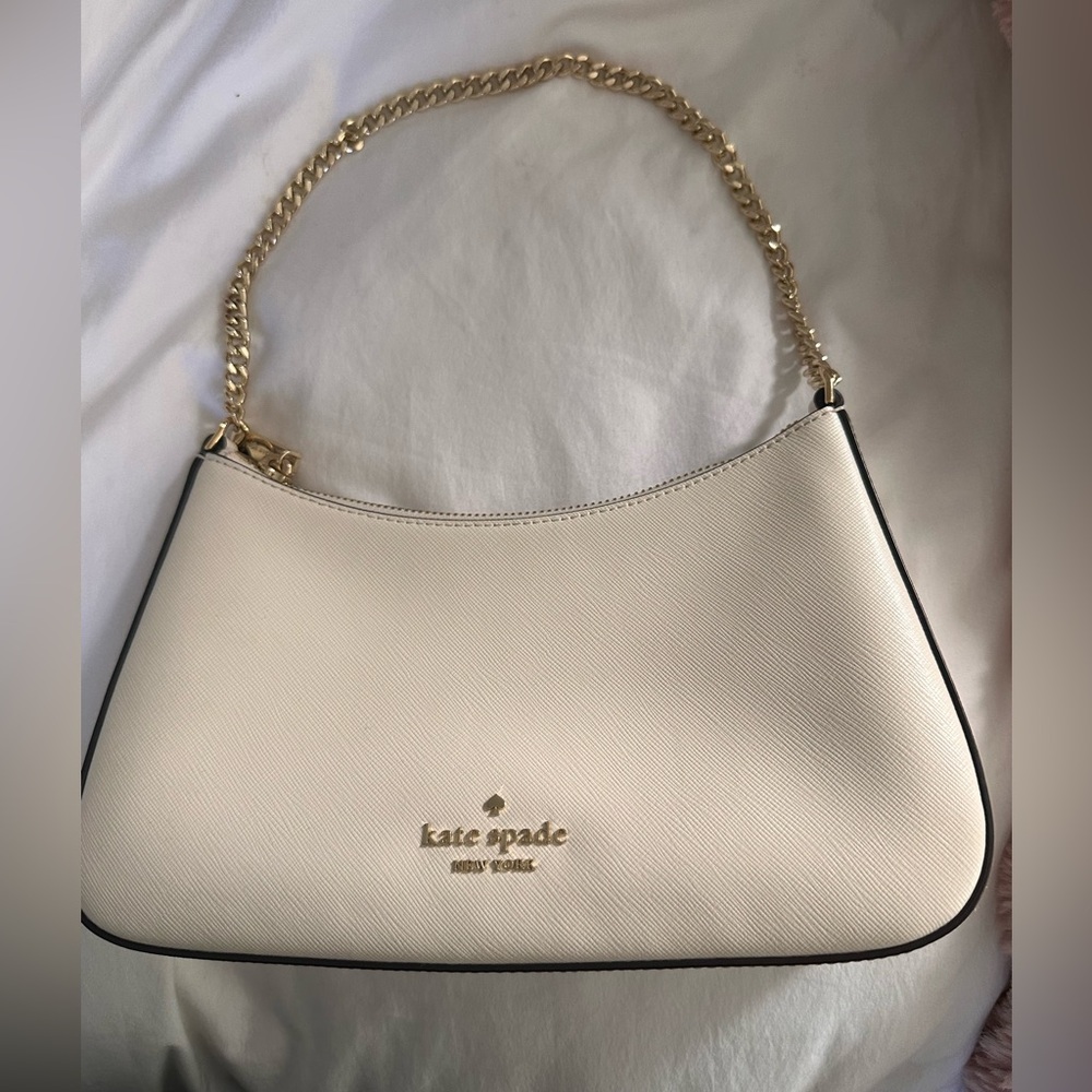 Kate Spade Ivory Shoulder Bag with Gold Chain